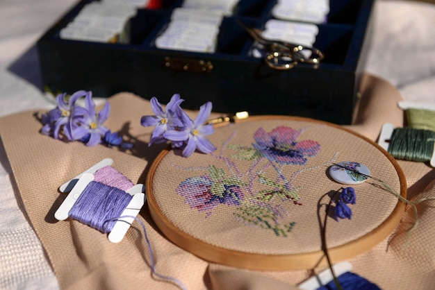 zestaw trzech wzorów haftu